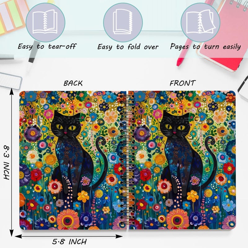 CQM 2 Packs Cat Spiral Notebook Aesthetic College Ruled Journaling Notebooks Cat Themed Gifts for Women Teacher Educator Cute Hardcover Notebook Journals for Writing Classroom Office Home Supplies - Image 2